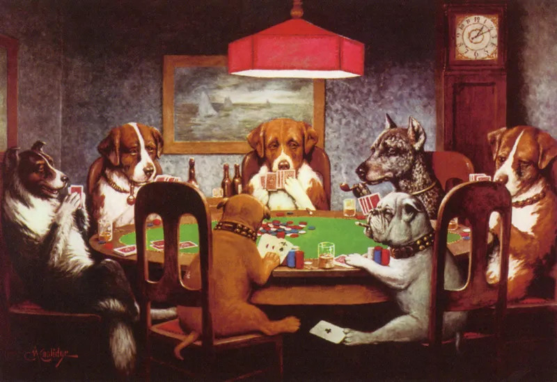 B2 story about dogs and poker