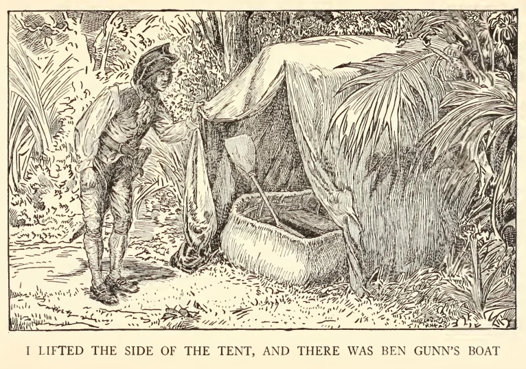 Jim finds Ben Gunn's boat